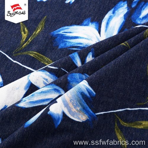 Flower Pattern Spandex Printed RayonPolyester Knit Fabric